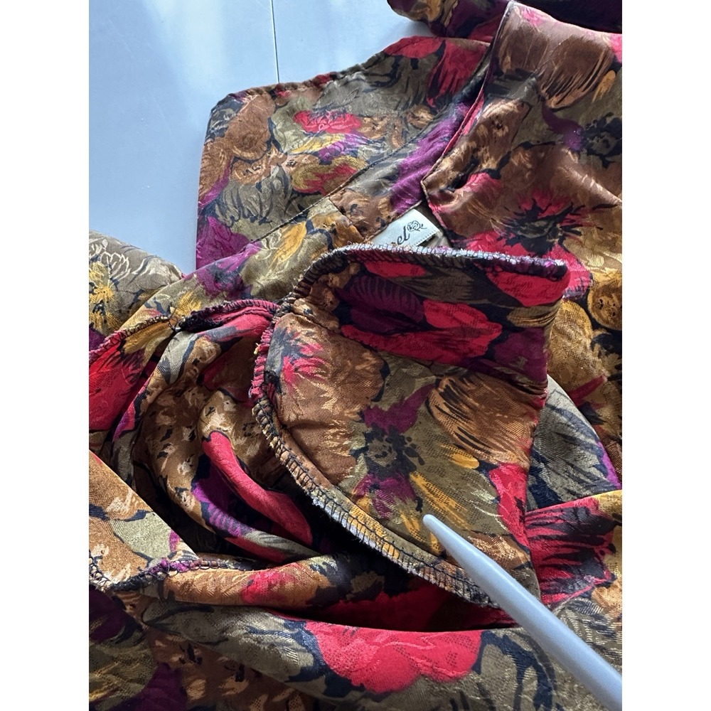 VTG Chic Top Office Secretary Eva Laurel Floral Blouse Career Sz 6 - Picture 8 of 16